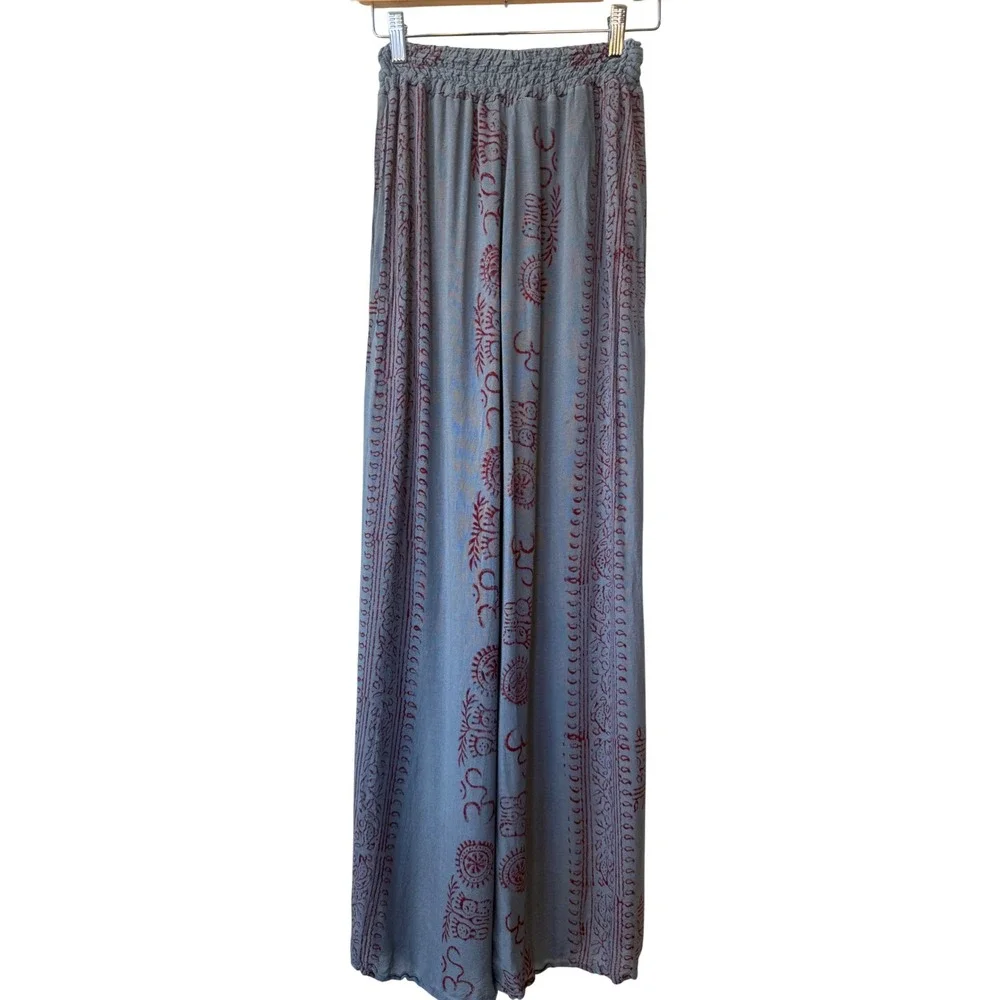 Boho Wide Leg Side Slit Hippie Whimsigoth Pants Size S Festival Indie Celestial